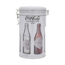 Lata Metal Round Clip Lid Coca-Cola Evolution Of Bottles Cinza 11 x 20cm