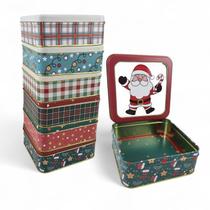 Lata Natalina C/ Visor Metal Porta Doces Lembrancinha G 15cm