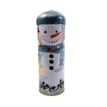 Lata Natalina De Metal 25X8Cm Boneco De Neve Pote