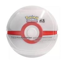 Lata Poké Bola Premier Ball Com Cartas Pokémon e Moeda Copag