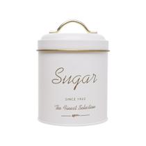 Lata Porta Açúcar Pote Metal Branco Dourado Olina Wolff 1L Lata Porta Açúcar Pote Metal Branco Dourado Olina Wolff 1L