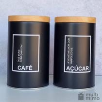Lata Porta Mantimentos Pote De Café Açúcar Kit 2 Peças