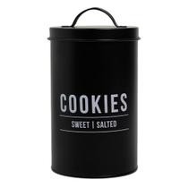 Lata Pote Com Tampa Para Biscoito Cookies Bolacha Preto 1,7 Litros