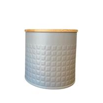 Lata Pote Metal Mantimentos Tampa de Bambú Lata Pote Metal Mantimentos Tampa de Bambú