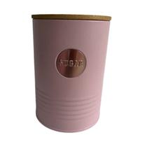 Latas de Ferro Rosa e Rose com Tampa de Bambu Açúcar