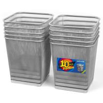 Latas de lixo SHSYCER Silver Square Metal 6L, pacote com 10 unidades de escritório