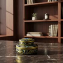 Latas Decorativas Mandala Kit 2 Porta Joias Porta Objetos Estilo Moderno Decoração Luxo