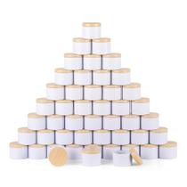 Latas para velas BOTINXIS 120 ml branco fosco com tampas efeito madeira Latas para velas BOTINXIS 120 ml branco fosco com tampas efeito madeira