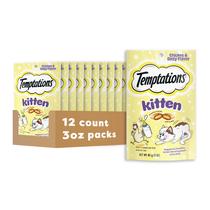 Laticínios de frango Kitten Cat Treats Temptations 85g, pacote com 12
