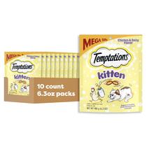 Laticínios de frango Kitten Treats Temptations 180 g, pacote com 10