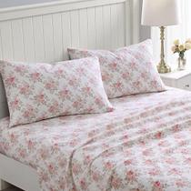 Laura Ashley Home - Queen Sheets, Cotton Flannel Bedding Set, Escovado para Extra Softness & Comfort (Lisalee, Queen)