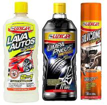 Lava Autos Cera+ Pneu Pretinho+ Silicone Spray Carro Novo