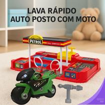 Lava Rápido Auto Posto Infantil com Moto Brinquedo Interativo Água de Verdade Ferramenta e Acessórios Diversão Lava Rápido Auto Posto Infantil com Moto Brinquedo Interativo Água de Verdade Ferramenta e Acessórios Diversão