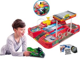 Lava Rápido com Bomba Manual de Água Auto Posto Infantil Brinquedo Oficina com 2 Motos