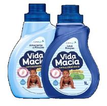 Lava roupa vida macia liquido glicerina & lavanda 1l + amaciante glicerina & lavanda 1l