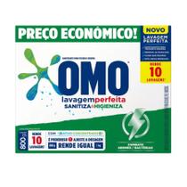 Lava Roupas em pó OMO 800gr 10 Lavagens Sanitiza & Higieniza Lava Roupas em pó OMO 800gr 10 Lavagens Sanitiza & Higieniza