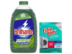 Lava Roupas Líquido Brilhante Higiene Total - 3L + Limpa Máquina de Lavar Roupas Bettanin 80g