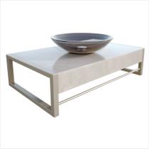Lavabo em Porcelanato Atenas 71,2cm x 43,0cm x 28,0cm Bege/Marmo Lavabo em Porcelanato Atenas 71,2cm x 43,0cm x 28,0cm Bege/Marmo