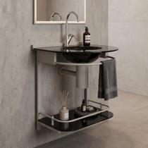 Lavabo para Banheiro Cris Mold 50,5cm x 65,5cm x 46,0cm Preto/Champagne Lavabo para Banheiro Cris Mold 50,5cm x 65,5cm x 46,0cm Preto/Champagne