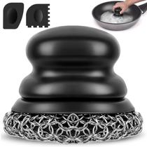 Lavador de ferro fundido Onewly Chain Mail Scrubber com raspador Lavador de ferro fundido Onewly Chain Mail Scrubber com raspador