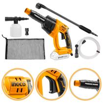 Lavadora Alta Pressão Portátil Lava Jato a Bateria Máquina Lavar Carro Moto Sem Fio Compacta Ingco