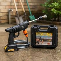Lavadora Alta Pressão Recarregável 21V Portátil Sem Fio Bateria Jato Potente Limpeza Automotiva Jardim Doméstica Preta