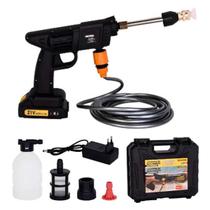 Lavadora Alta Pressão Recarregável Maleta Preta Ferramenta Espuma Limpeza Casa Varanda Carro Moto Bicicleta Bike Jardim Quintal Garagem Dia dos Pais