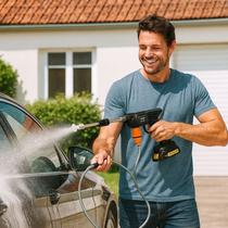 Lavadora de Alta Pressão a Bateria 21V 135W Portátil de Alta Potência Preta