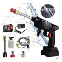 Lavadora de alta pressao portatil sem fio pistola agua gatilho lava carro quintal kit completo maleta recarregavel