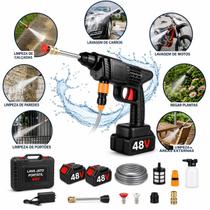 Lavadora Lava Jato 48V Portátil 50 BAR 2000 W Alta Pressão Recarregável Kit 2 Baterias 8000 mAh Com Maleta Resistente