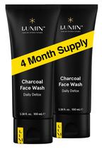 Lavagem facial Lumin Charcoal Daily Detox Hydrating, pacote com 2 unidades masculinas