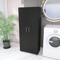 Lavanderia Armário Multiuso Super Preto 2 Porta Alto C/ 4 Rodinhas - AJB STORE