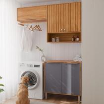 Lavanderia Completa Helena 5 Portas Ripado Cinamomo/Titanium - Pnr Moveis Lavanderia Completa Helena 5 Portas Ripado Cinamomo/Titanium - Pnr Moveis