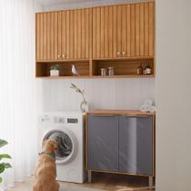 Lavanderia Completa Helena 6 Portas Ripado Cinamomo/Titanium - Pnr Móveis Lavanderia Completa Helena 6 Portas Ripado Cinamomo/Titanium - Pnr Móveis