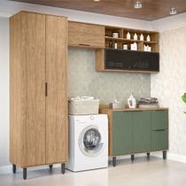 Lavanderia Completa Toscana 6 Portas 3 Gavetas 100% Mdf Freijó/Jade - Mx Móveis Lavanderia Completa Toscana 6 Portas 3 Gavetas 100% Mdf Freijó/Jade - Mx Móveis