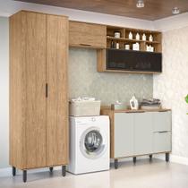 Lavanderia Completa Toscana 6 Portas 3 Gavetas 100% Mdf Freijó/Off White - Mx Móveis Lavanderia Completa Toscana 6 Portas 3 Gavetas 100% Mdf Freijó/Off White - Mx Móveis