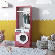 Lavanderia infantil diana com maquina de lavar e cabideiro branco rosa ofertamo llmoveis