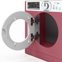 Lavanderia Infantil Diana Maquina De Lavar C Cabideiro Mdf Branco Rosa Ofertamo