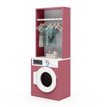 Lavanderia Infantil Diana Máquina Lavar e Cabideiro Branco/Rosa Lavanderia Infantil Diana Máquina Lavar e Cabideiro Branco/Rosa