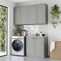 Lavanderia Modulada 03 Peças 100% MDF com Tampo Americana Cinza/Calcare Lavanderia Modulada 03 Peças 100% MDF com Tampo Americana Cinza/Calcare