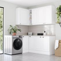 Lavanderia Modulada 05 Peças 100% MDF com Balcão e Aéreo Canto Reto e Tampo Branco HP/Calcare Emilly Lavanderia Modulada 05 Peças 100% MDF com Balcão e Aéreo Canto Reto e Tampo Branco HP/Calcare Emilly