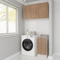 Lavanderia Modulada 2 Peças 1 Armário Aéreo 3 Portas 1 Balcão Ipanema CabeCasa MadeiraOriginals