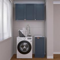 Lavanderia Modulada 2 Peças sem Tampo 1 Armário Aéreo 3 Portas 1 Balcão CabeCasa MadeiraOriginals Azul/Branco Lavanderia Modulada 2 Peças sem Tampo 1 Armário Aéreo 3 Portas 1 Balcão CabeCasa MadeiraOriginals Azul/Branco