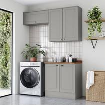 Lavanderia Modulada 3 Peças com Tampo Emily Espresso Móveis Lavanderia Modulada 3 Peças com Tampo Emily Espresso Móveis
