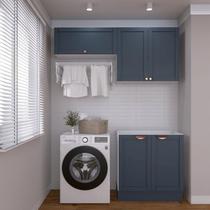 Lavanderia Modulada 3 Peças sem Tampo 2 Aéreos 3 Portas 1 Balcão Arizona CabeCasa MadeiraOriginals Azul/Branco Lavanderia Modulada 3 Peças sem Tampo 2 Aéreos 3 Portas 1 Balcão Arizona CabeCasa MadeiraOriginals Azul/Branco