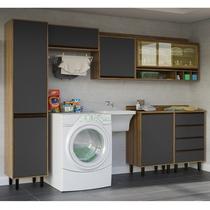 Lavanderia Modulada 6 Peças 6 Portas 4 Gavetas Confort Cinza/Cinamomo/Grafite
