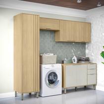 Lavanderia Modulada com 2 Armários Aereos, 1 Balcão e 1 Armário Multiuso Glória