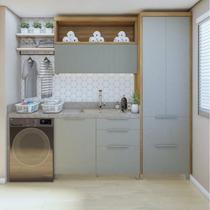 Lavanderia Modulada com Armário Aéreo,1 Balcão e 1 Armário Multiuso 100% Mdf Marquesa
