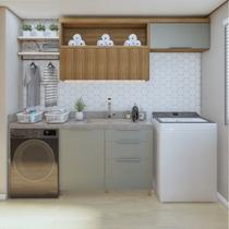Lavanderia Modulada com Balcão 1 Porta e 2 Armários Aéreos 100% Mdf Marquesa