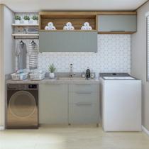 Lavanderia Modulada com Balcão 1 Porta e 2 Armários Aéreos 100% Mdf Marquesa